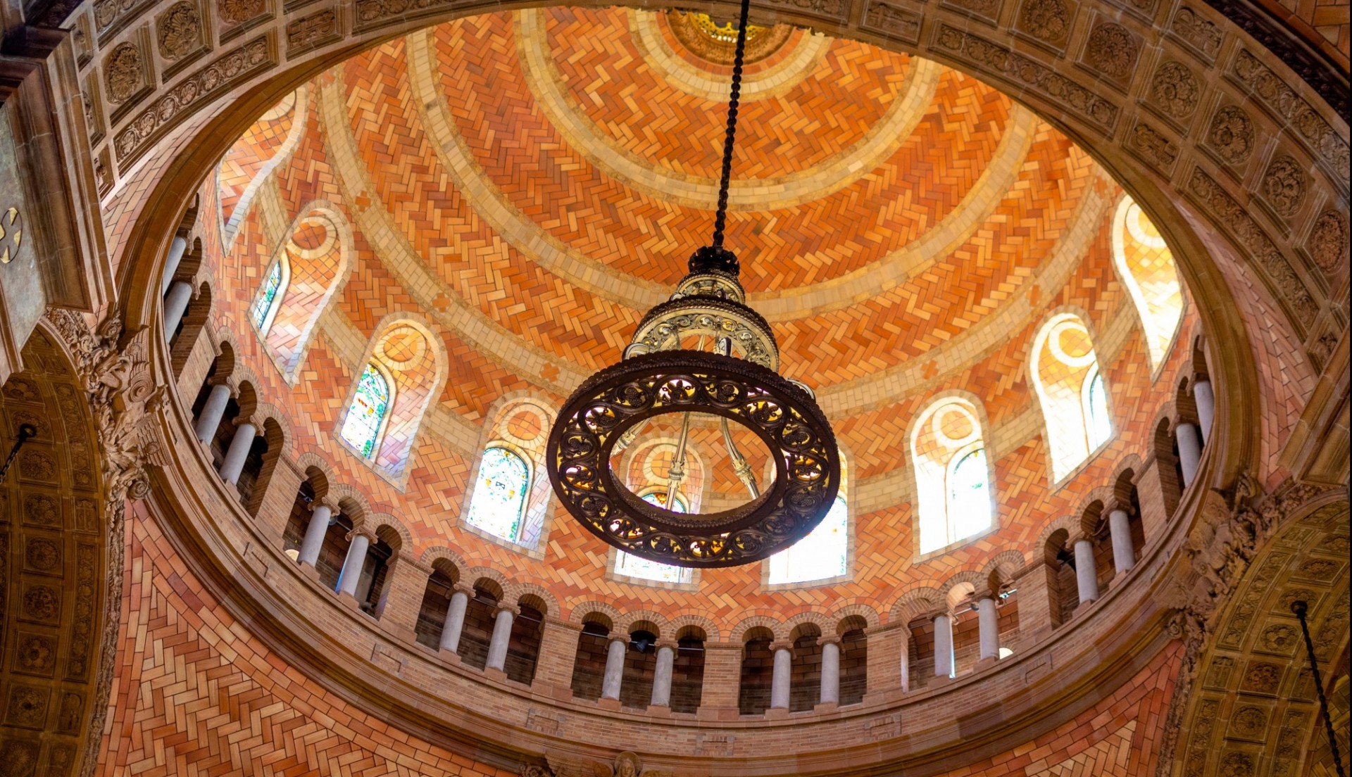 The exquisite tile work within the dome of the historic Saint Paul's Chapel.