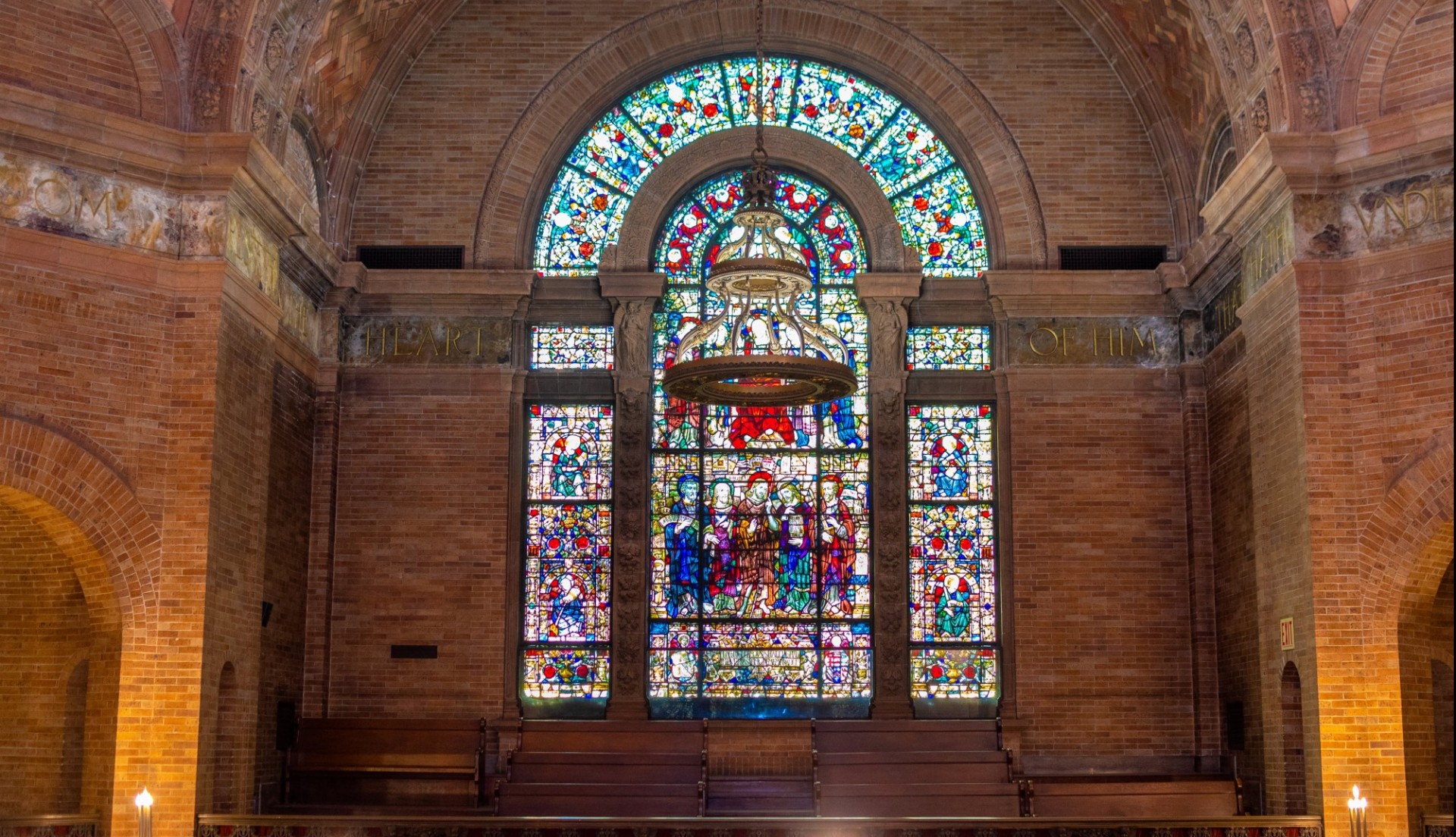 One of the magnificent stained glass windows of Saint Paul's Chapel. One of the magnificent stained glass windows of Saint Paul's Chapel.
