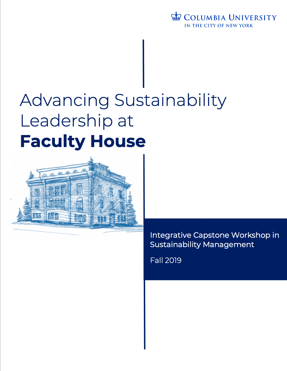 Cover of student report on sustainability at Faculty House.