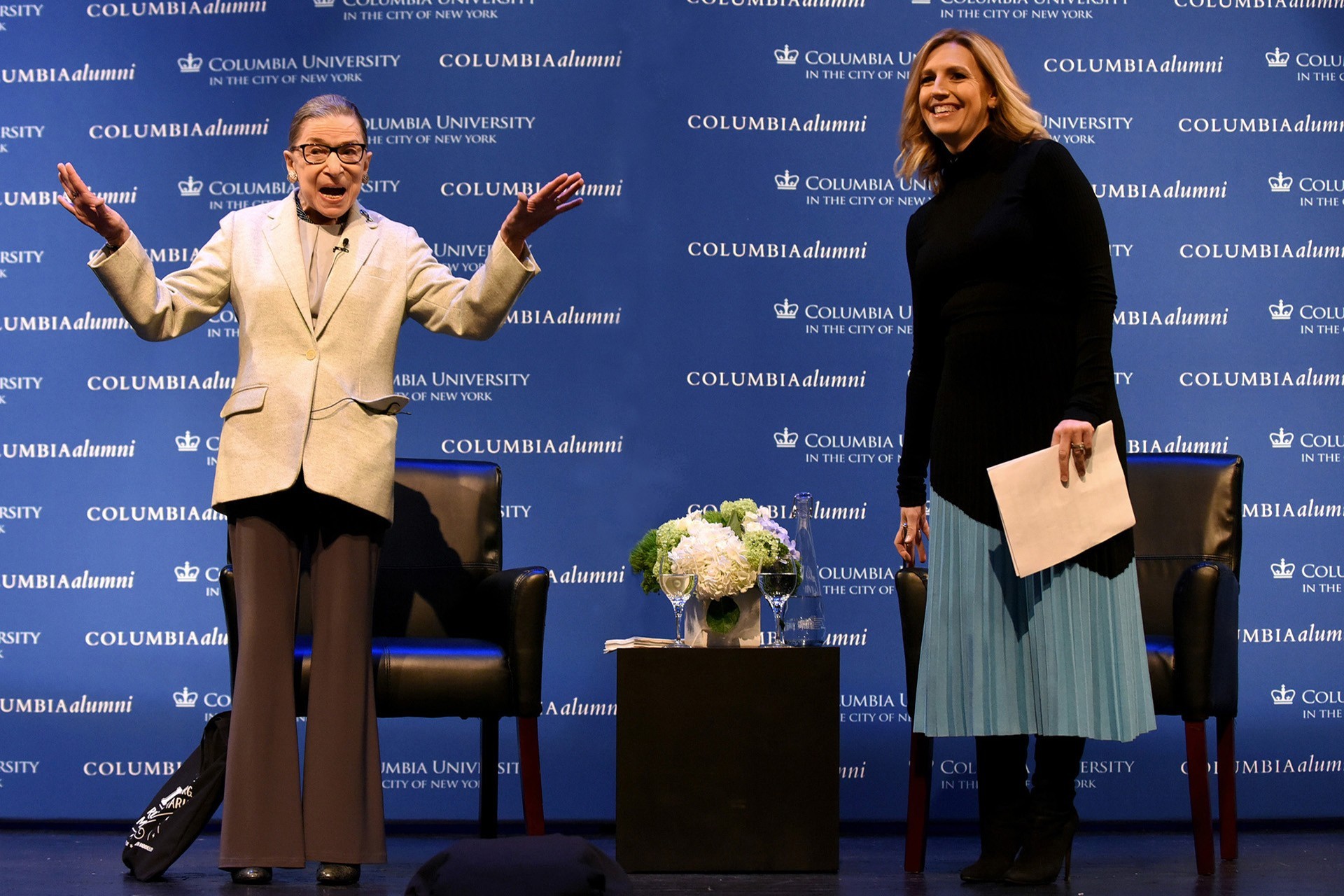 Ruth Bader Ginsberg addressing an audience.