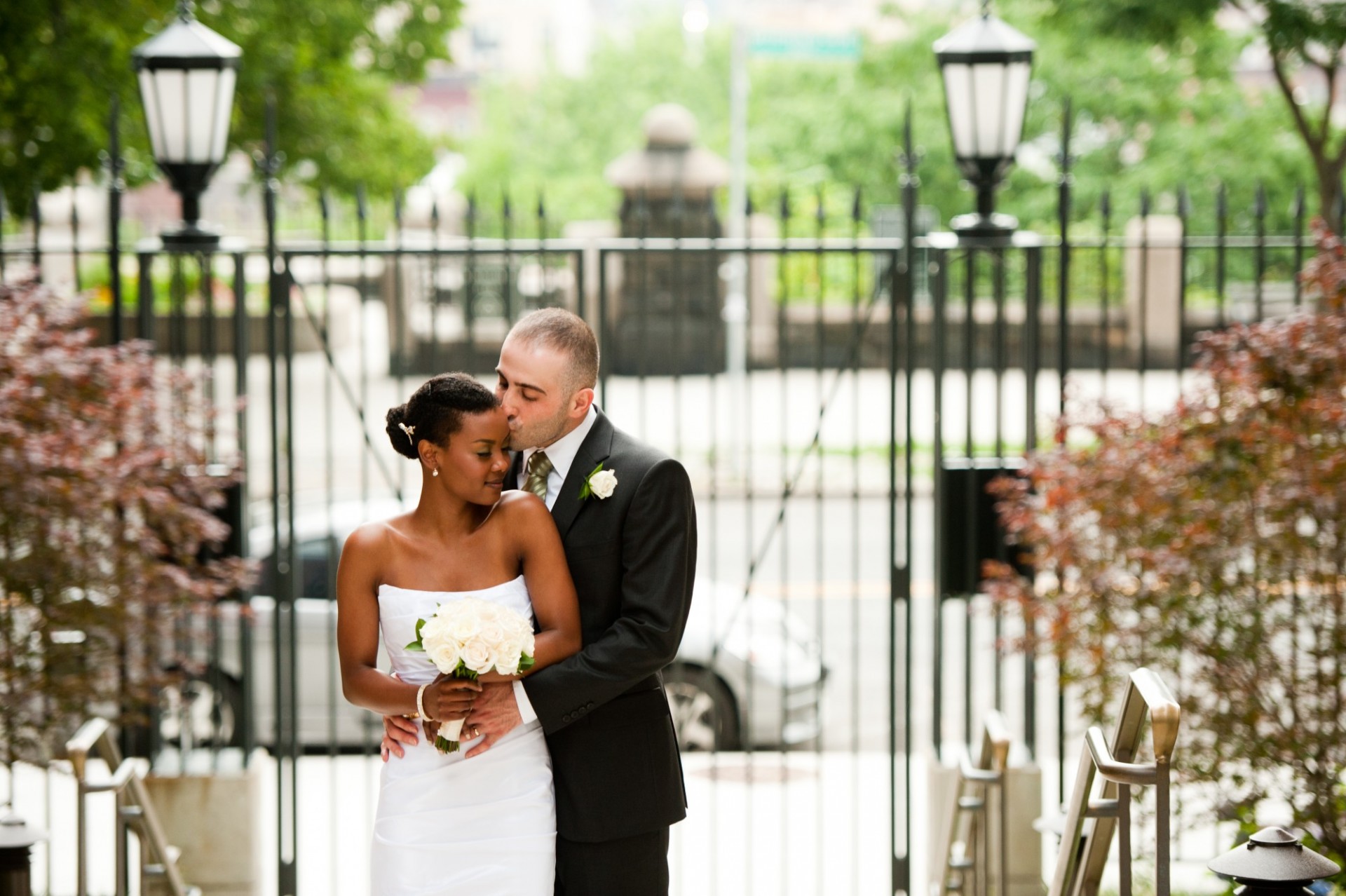 Andrea and Justin outside of Faculty House.