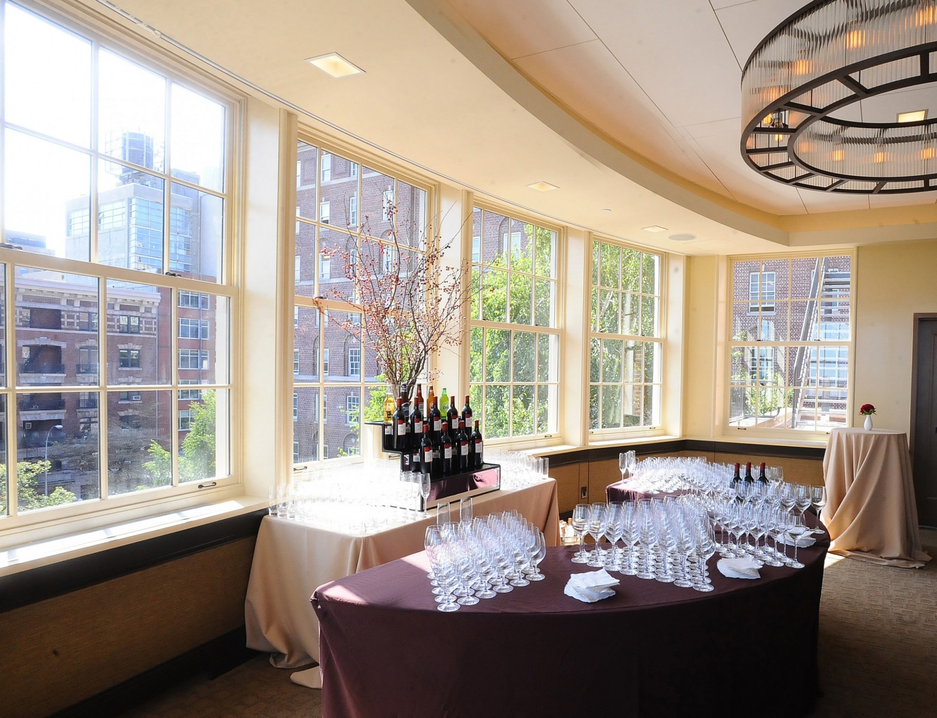 Satellite bar set up by the windows in the Skyline dining room