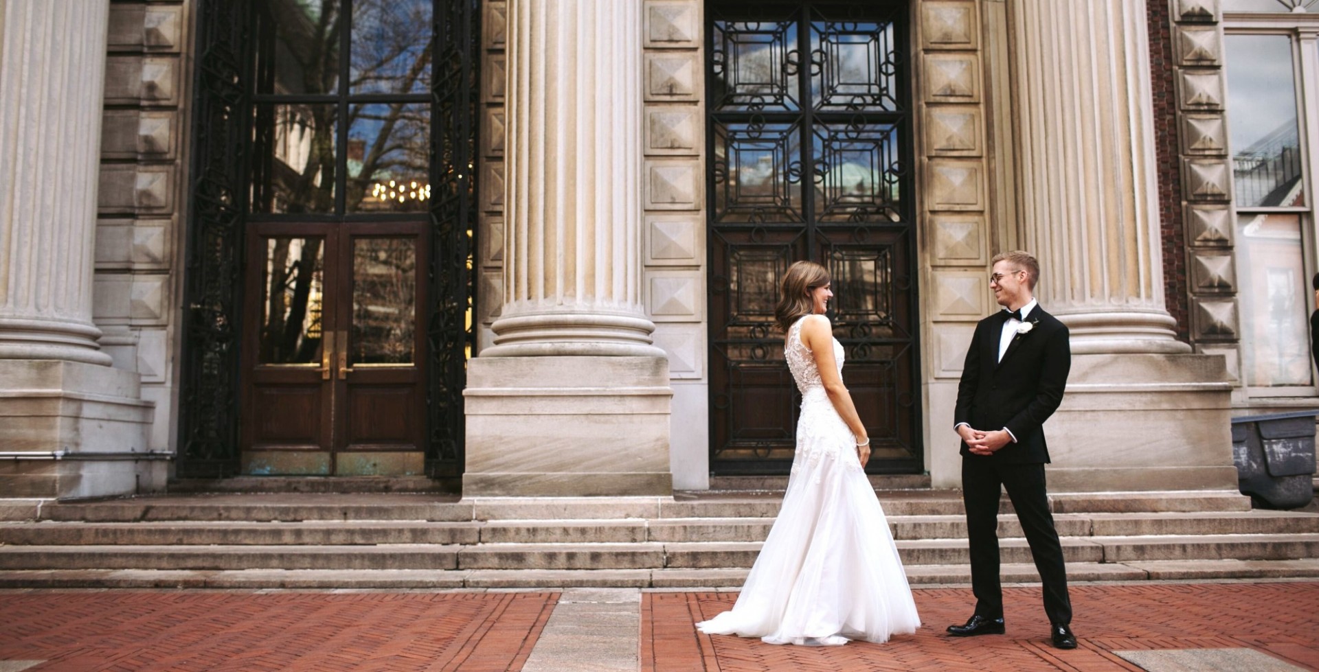 Our Morningside Heights location serves as a breathtaking backdrop for nuptials. A bride and groom experience their first look