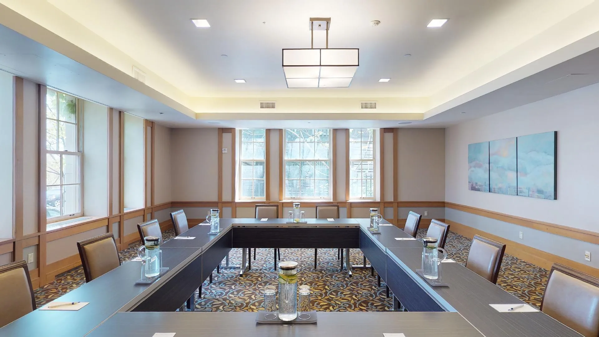 Tables arranged in square formation in Garden Room 1