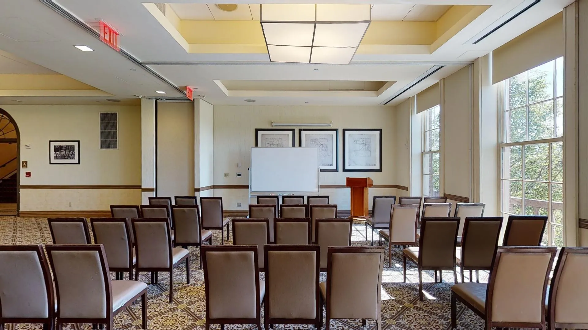 Seminar Rooms 3 and 4 set for a presentation
