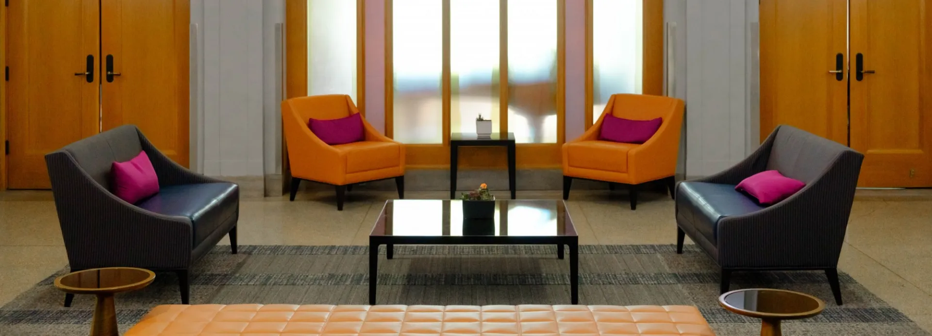 The entry area to Faculty House on the Garden Level.