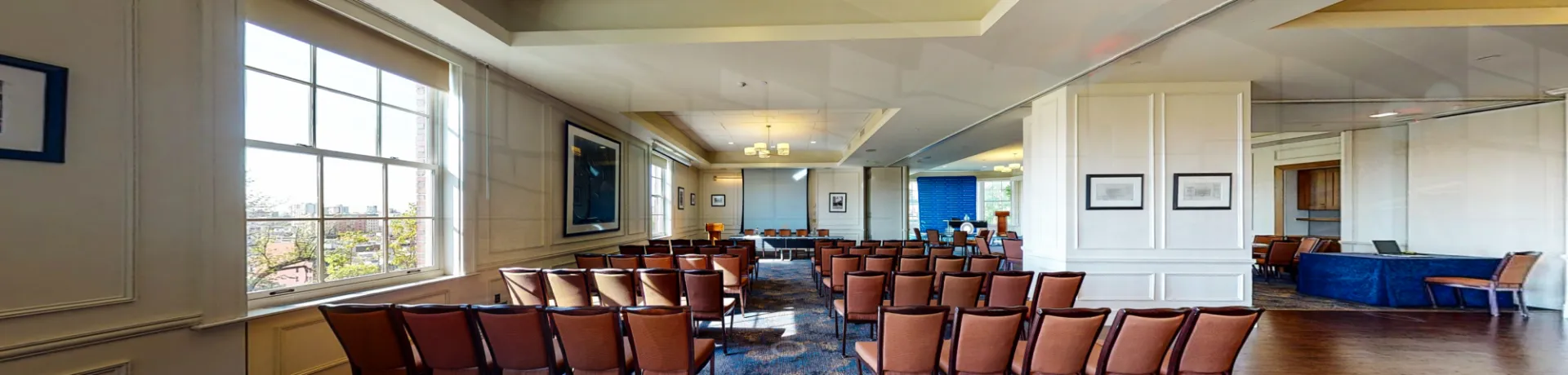 Presidential Level of Faculty House lit by sunlight.